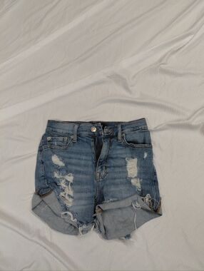 Aeropostale Distressed Light Blue Denim Shorts